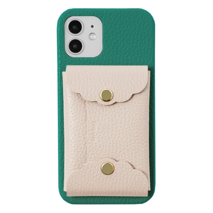 Genuine leather 32 colors Italian shrink leather scallop card case attached back case Galaxy series