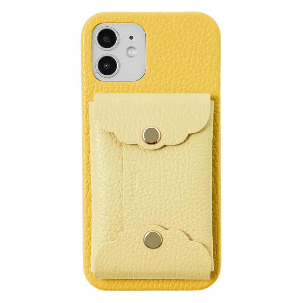 Genuine leather 32 colors Italian shrink leather scallop card case attached back case Galaxy series