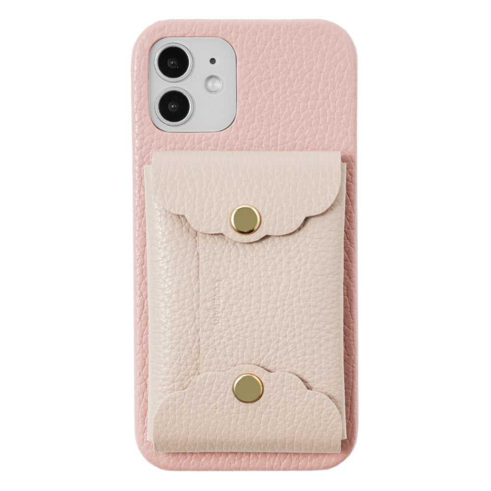 Genuine leather 32 colors Italian shrink leather scallop card case attached back case Galaxy series