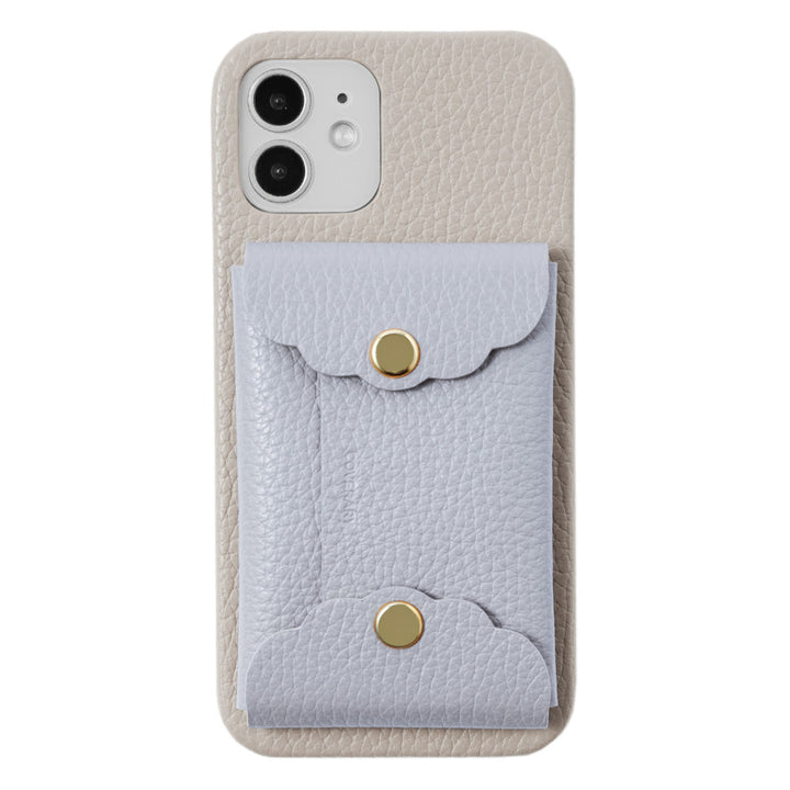 Genuine leather 32 colors Italian shrink leather scallop card case attached back case Galaxy series