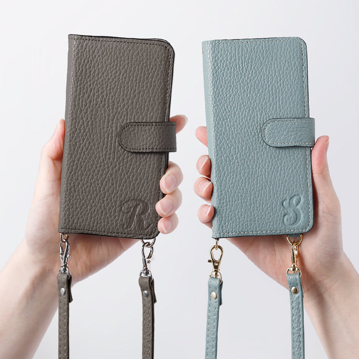 Genuine leather Italian shrink leather Initial with shoulder strap Stand function Notebook type case (with belt) AQUOS series