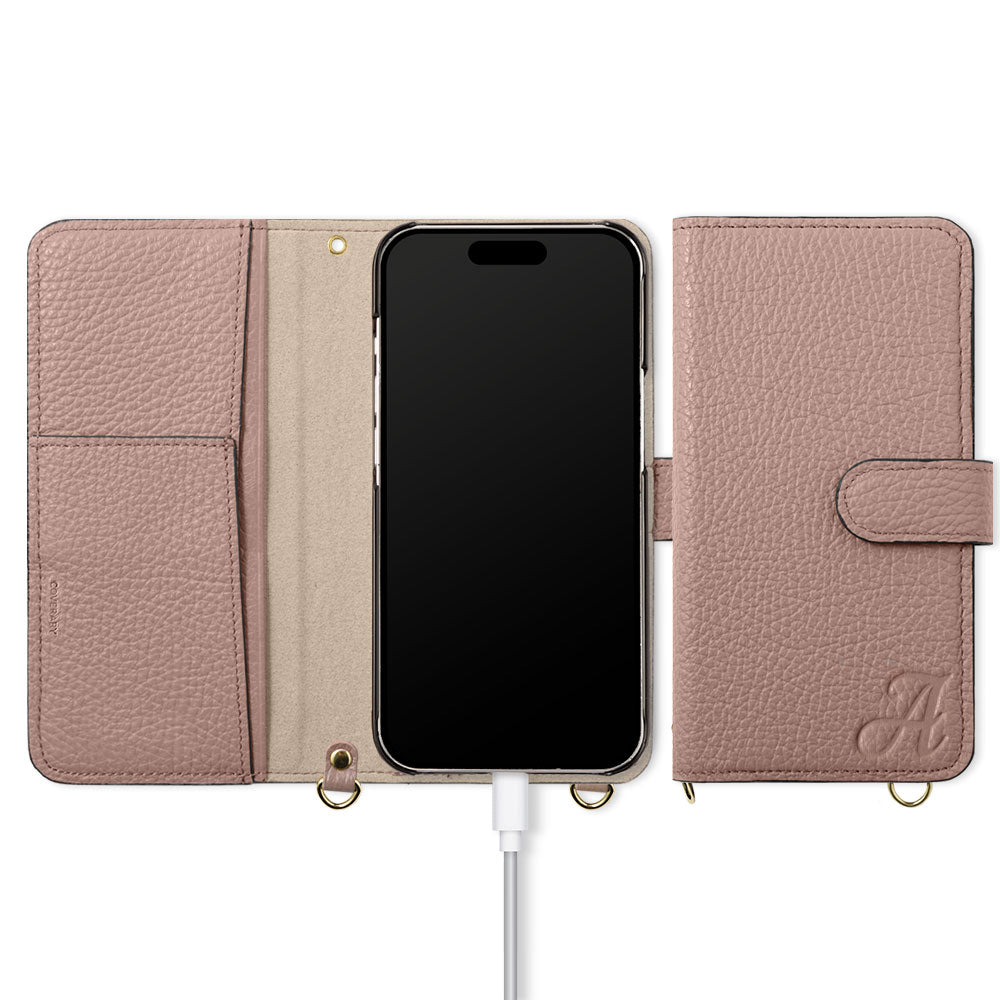 Genuine leather Italian shrink leather Initial with shoulder strap Stand function Notebook type case (with belt) AQUOS series