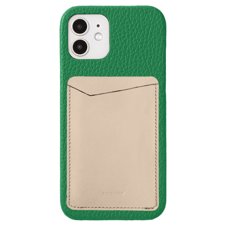 Cuir véritable 32 couleurs Cuir italien grainé avec pochettes pour cartes verticales et horizontales Coque arrière pour série iPhone