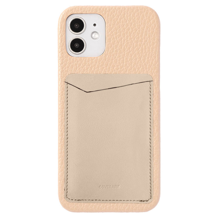Cuir véritable 32 couleurs Cuir italien grainé avec pochettes pour cartes verticales et horizontales Coque arrière pour série iPhone