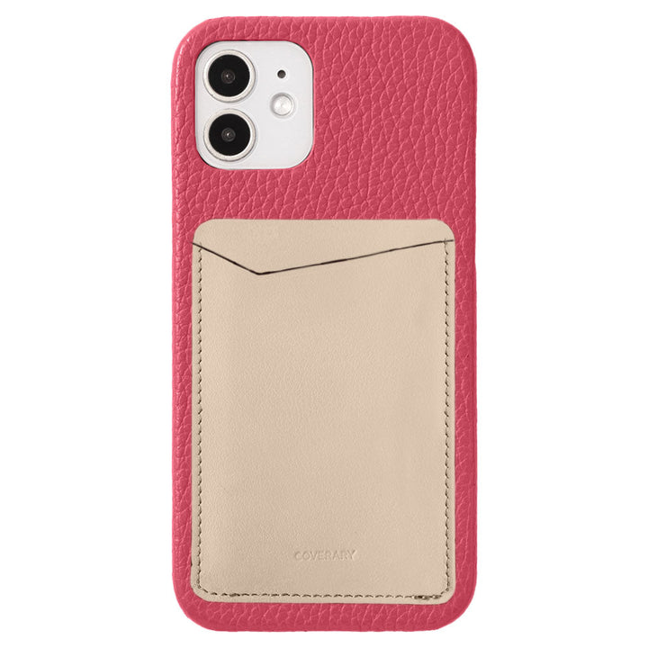 Cuir véritable 32 couleurs Cuir italien grainé avec pochettes pour cartes verticales et horizontales Coque arrière pour série iPhone