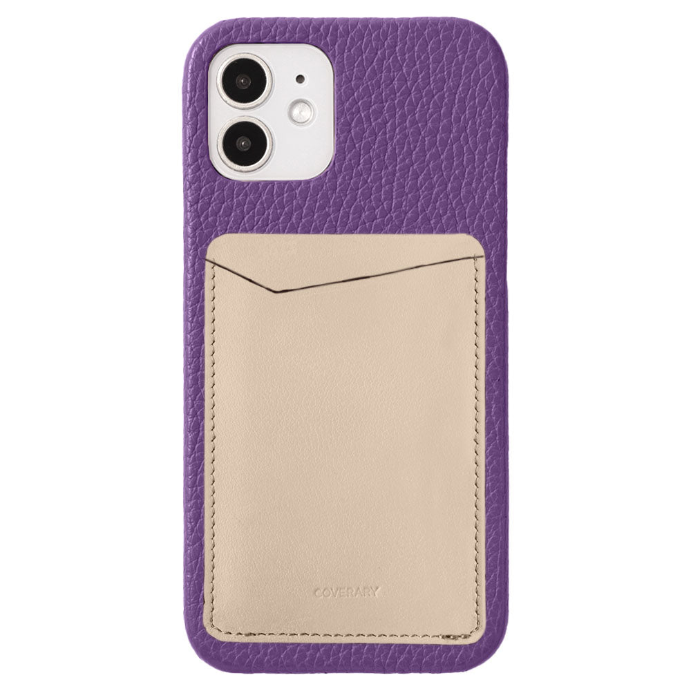 Cuir véritable 32 couleurs Cuir italien grainé avec pochettes pour cartes verticales et horizontales Coque arrière pour série iPhone