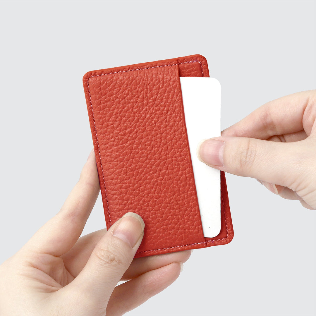 Pochette porte-cartes en cuir véritable compatible MagSafe, 32 couleurs, cuir italien grainé