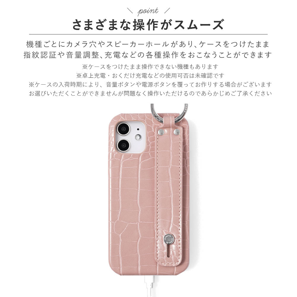 Vegan leather crocodile pattern pastel with hand belt back case Xperia series