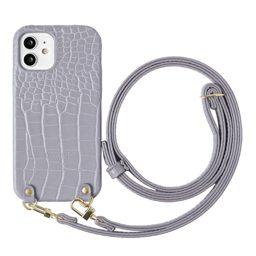 Étui arrière avec bandoulière pastel effet croco pour la série Google Pixel