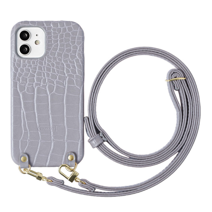 Étui arrière avec bandoulière pastel effet croco pour la série Google Pixel