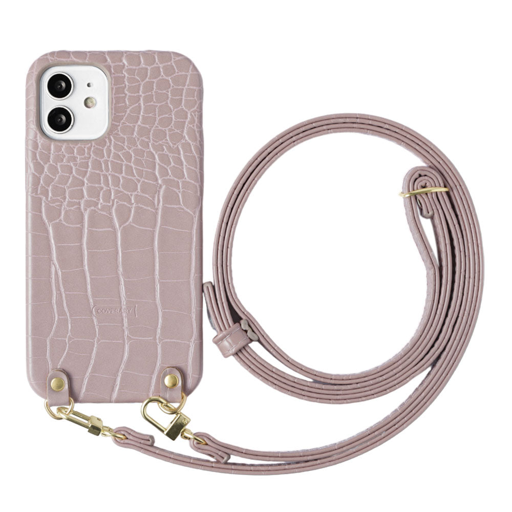 Étui arrière avec bandoulière pastel effet croco pour la série Google Pixel