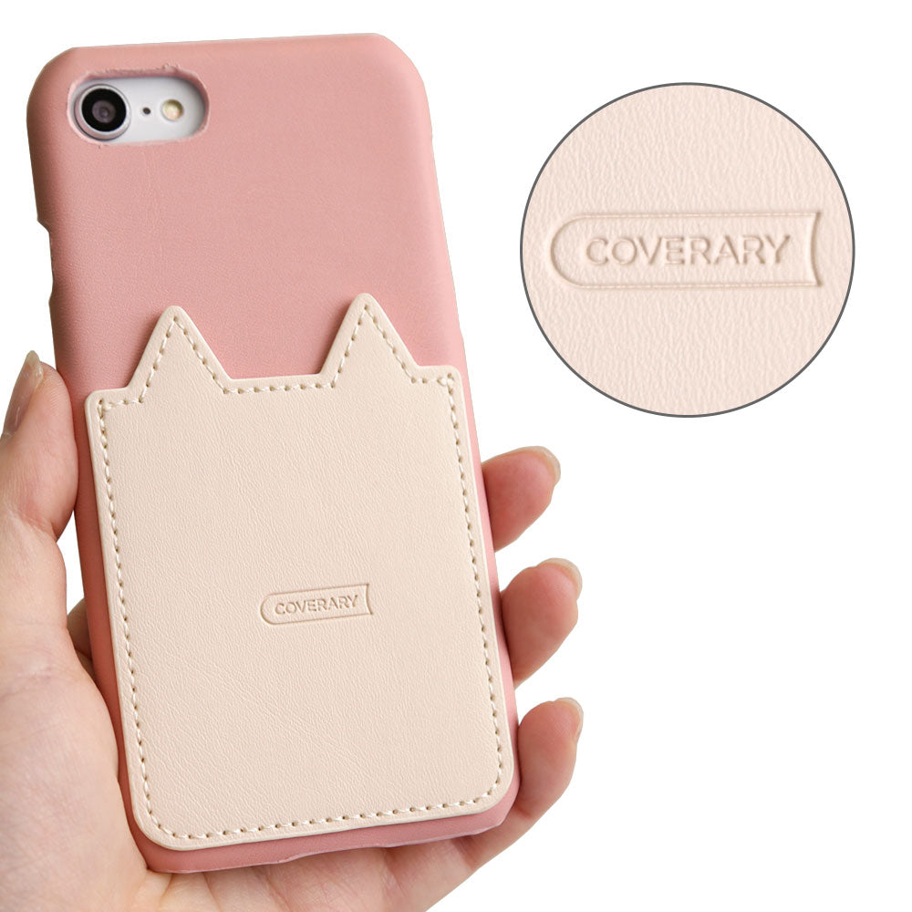 Vegan leather cat-shaped pocket back case with name engraving for Google Pixel series