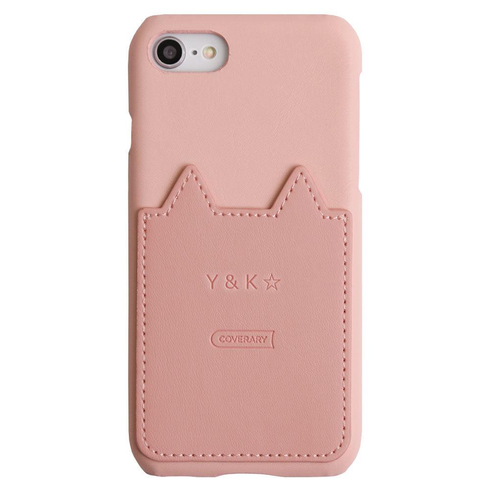 Vegan leather cat-shaped pocket back case with name engraving