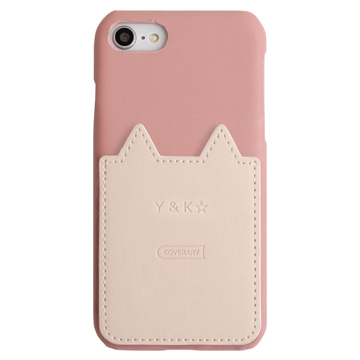Vegan leather cat-shaped pocket back case with name engraving for AQUOS series