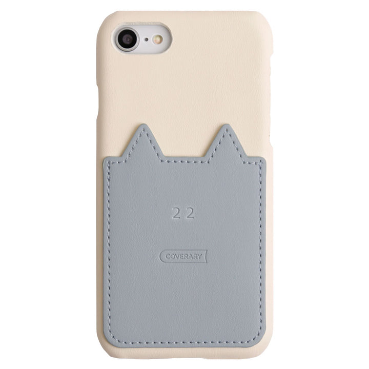 Vegan leather cat-shaped pocket back case with name engraving