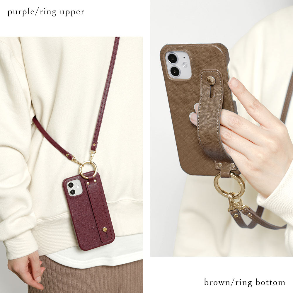 Vegan Leather Classic Hand Belt & Shoulder Strap Back Case for iPhone Series