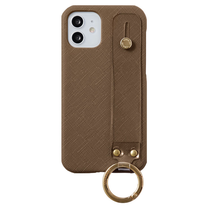 Vegan leather classic clear hand belt attached back case