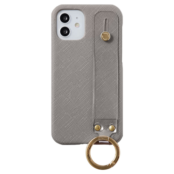 Vegan leather classic clear hand belt attached back case