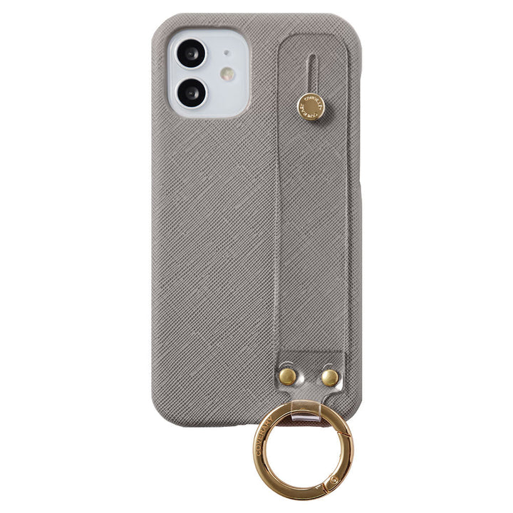 Vegan Leather Classic Clear Hand Belt Attached Back Case Galaxy Series