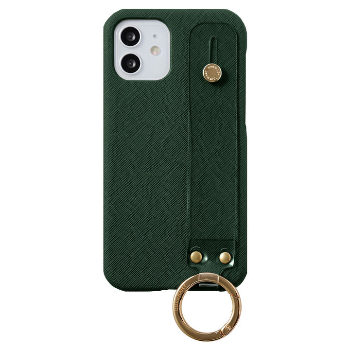 Vegan leather classic clear hand belt attached back case