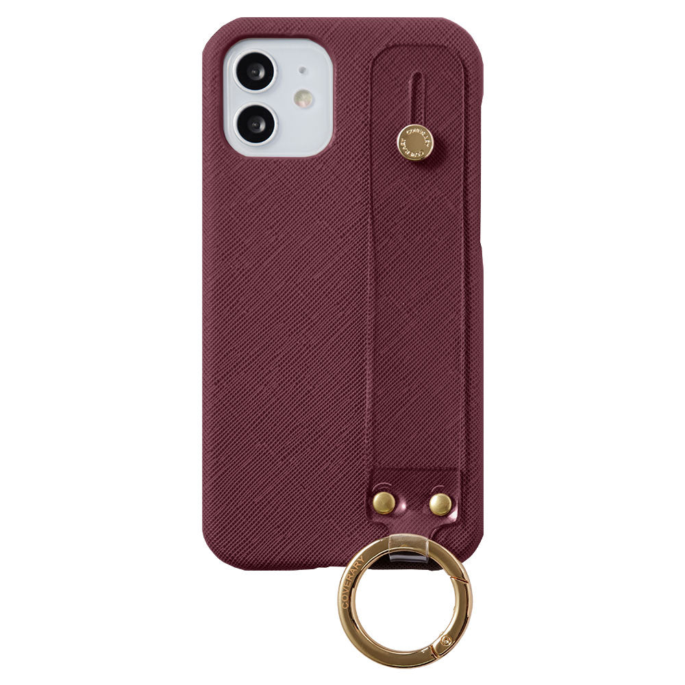 Vegan Leather Classic Clear Hand Belt Attached Back Case Galaxy Series