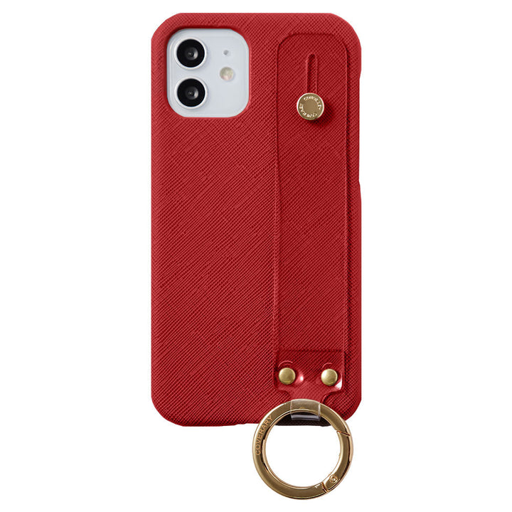 Vegan Leather Classic Clear Hand Belt Attached Back Case Galaxy Series