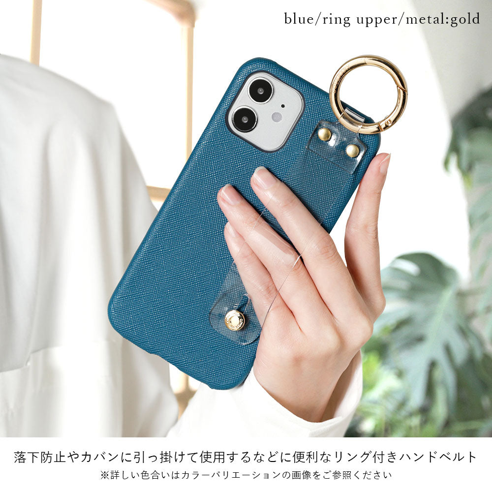 Vegan Leather Classic Clear Hand Belt Attached Back Case Galaxy Series