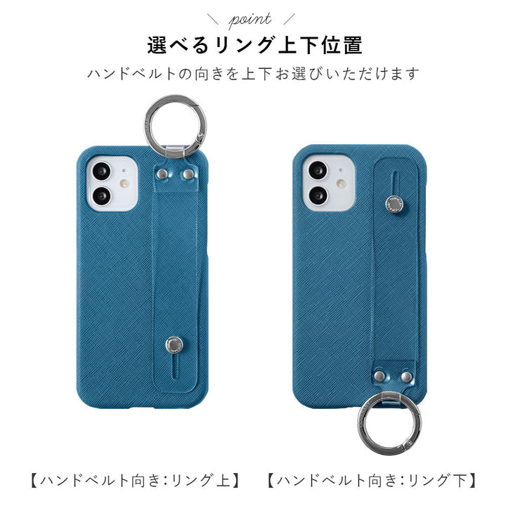 Vegan Leather Classic Clear Hand Belt Attached Back Case Galaxy Series