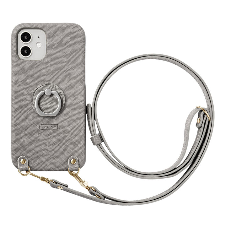 Vegan Leather Classic Smartphone Ring & Shoulder Strap Back Case Galaxy Series