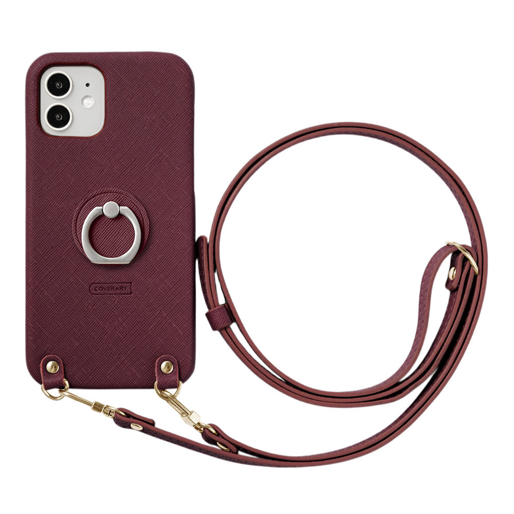 Vegan Leather Classic Smartphone Ring & Shoulder Strap Back Case Galaxy Series
