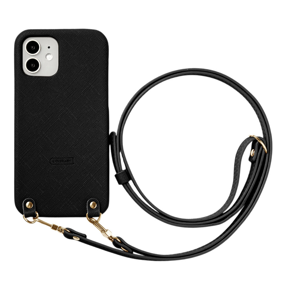Vegan Leather Classic Back Case with Shoulder Strap for iPhone Series