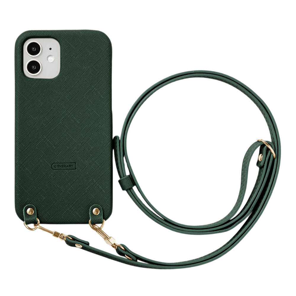 Vegan Leather Classic Back Case with Shoulder Strap for iPhone Series