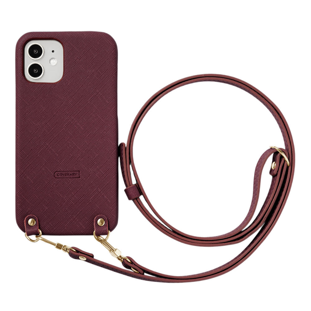 Vegan Leather Classic Back Case with Shoulder Strap for iPhone Series