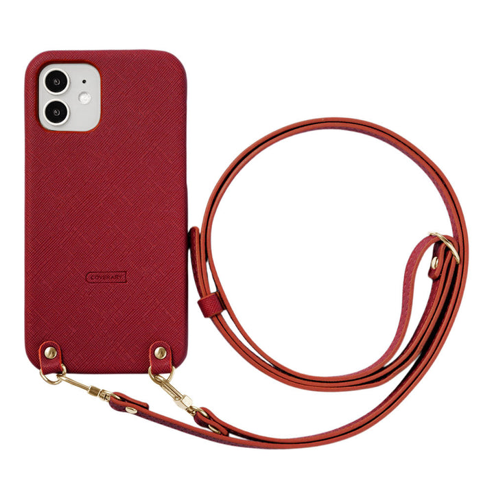 Vegan Leather Classic Back Case with Shoulder Strap for iPhone Series