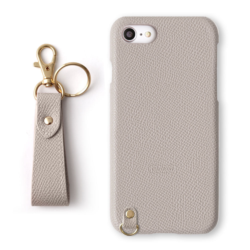 Vegan leather basic color back case with finger strap AQUOS series