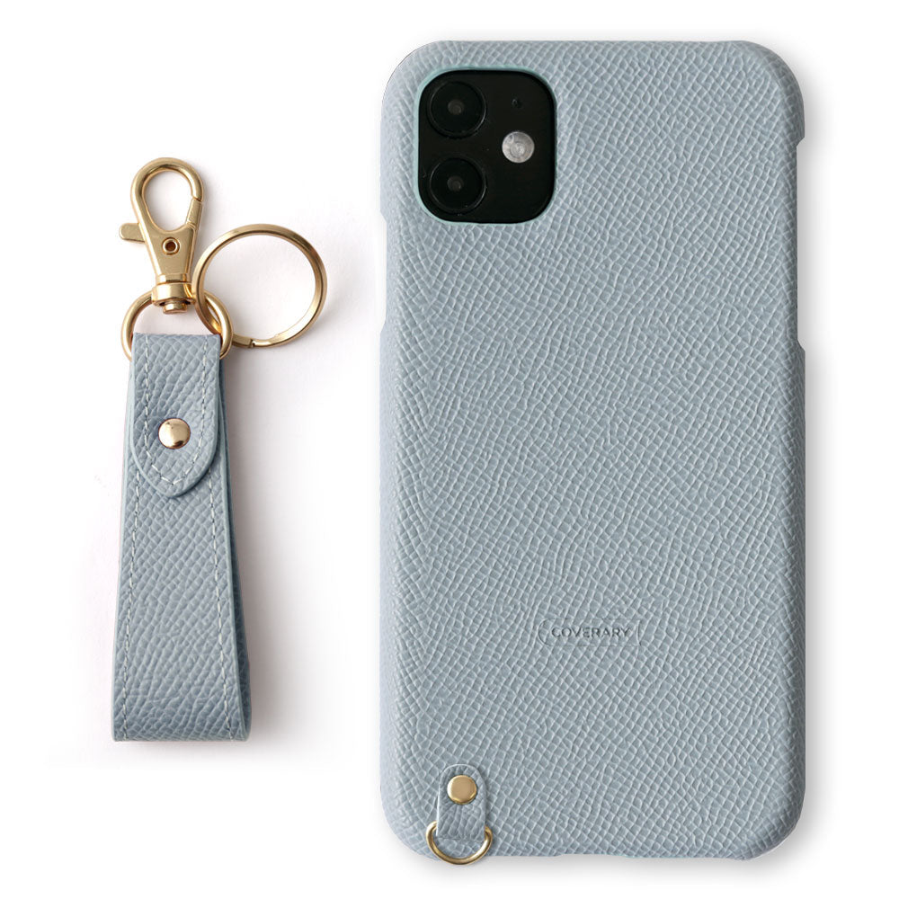 Vegan leather basic color back case with finger strap AQUOS series