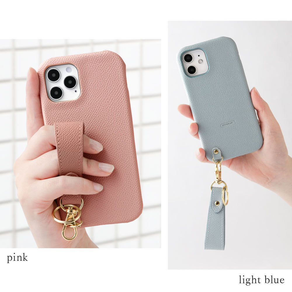 Vegan leather basic color back case with finger strap Galaxy series