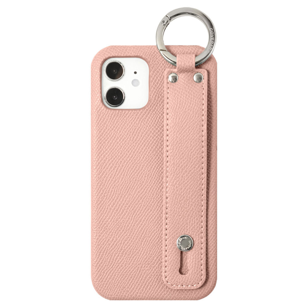 Vegan leather basic color back case with hand belt for iPhone series