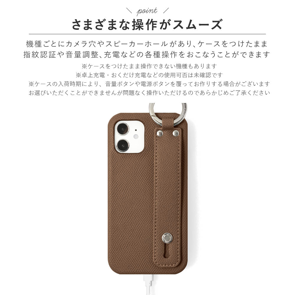 Vegan leather basic color back case with hand belt for iPhone series