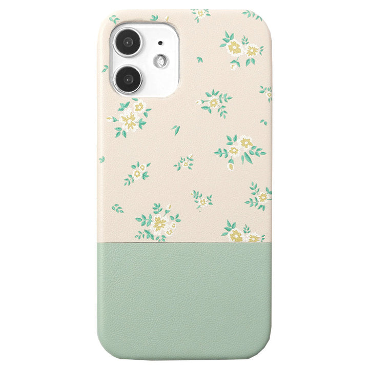 Étui arrière bicolore en cuir végan avec imprimé floral pour la série Xperia