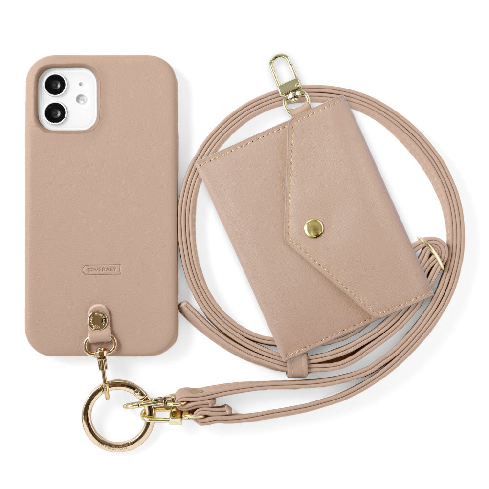 Vegan leather muted pastel shoulder strap & selectable mini pouch included back case AQUOS series