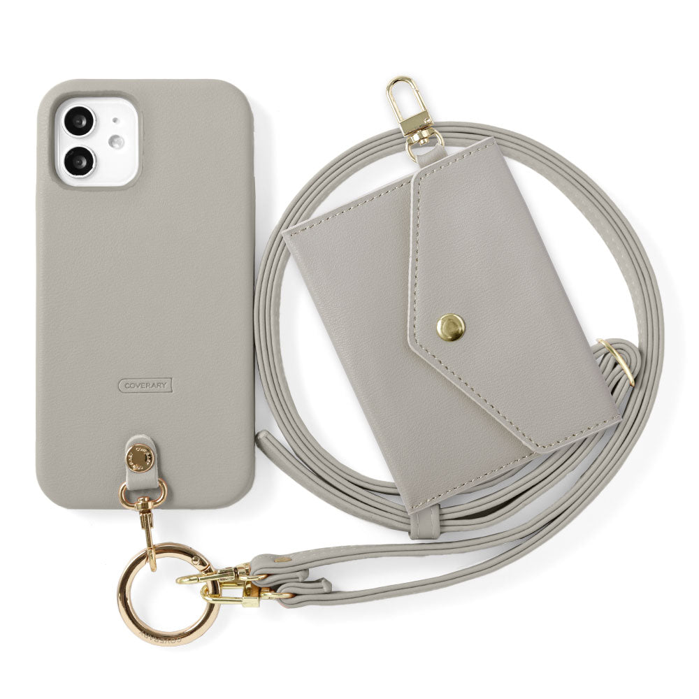 Vegan leather muted pastel shoulder strap & selectable mini pouch included back case AQUOS series