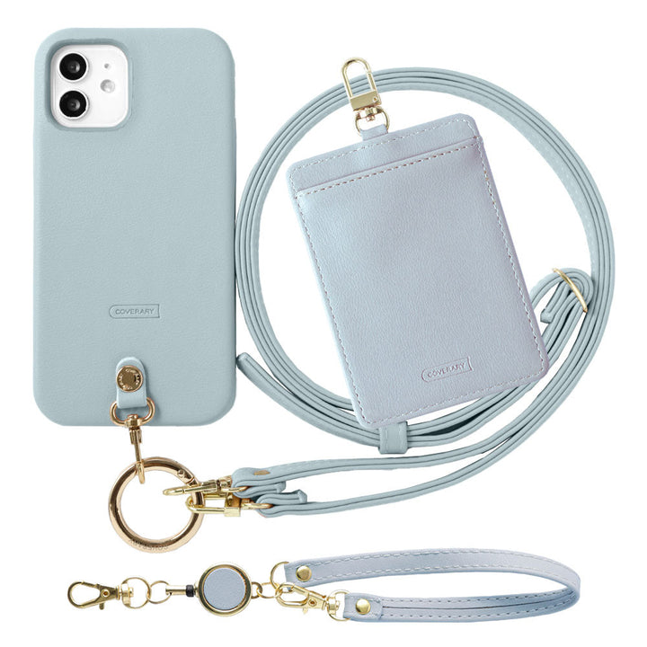 ヴィーガンレザー くすみパステル ショルダーストラップ＆リール付きパスケースセット 背面ケース Google Pixelシリーズ