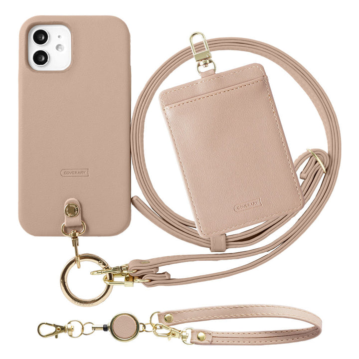 ヴィーガンレザー くすみパステル ショルダーストラップ＆リール付きパスケースセット 背面ケース Google Pixelシリーズ