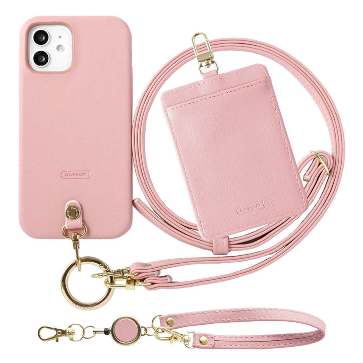 ヴィーガンレザー くすみパステル ショルダーストラップ＆リール付きパスケースセット 背面ケース Google Pixelシリーズ