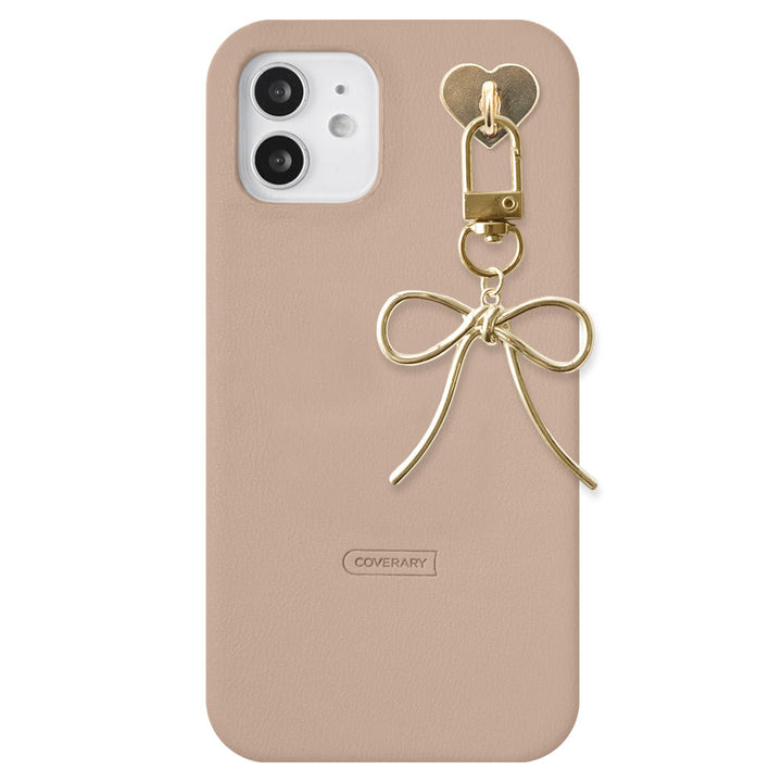 Vegan leather muted pastel with selectable ribbon charm back case AQUOS series