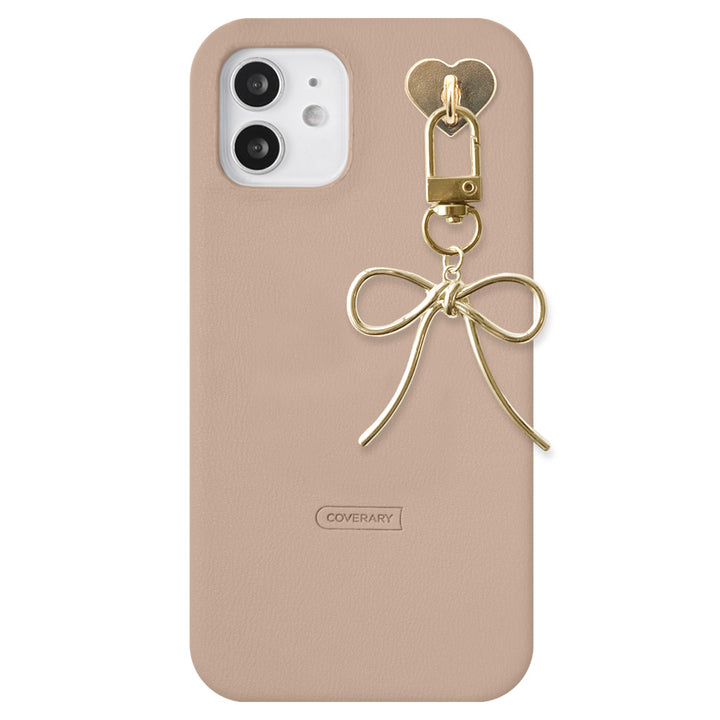 Vegan leather muted pastel with selectable ribbon charm back case