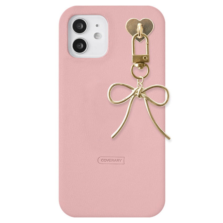 Vegan leather muted pastel with selectable ribbon charm back case AQUOS series