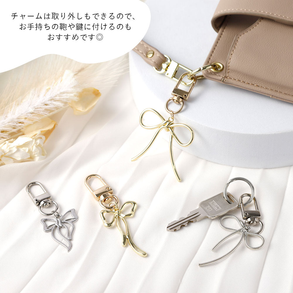 Vegan leather muted pastel with selectable ribbon charm back case