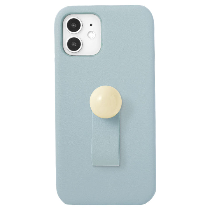 Vegan leather muted pastel round deco back case with finger belt for Xperia series